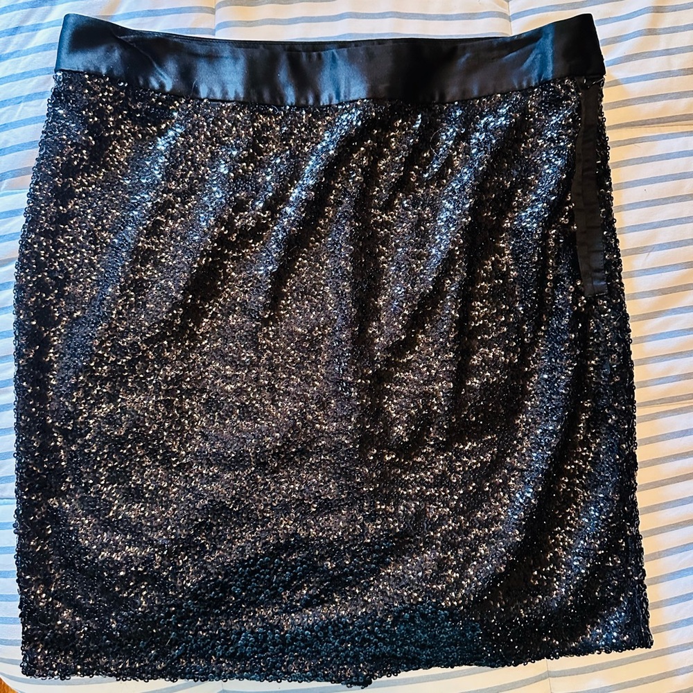 The Limited Black Sequin Pencil Mini Skirt